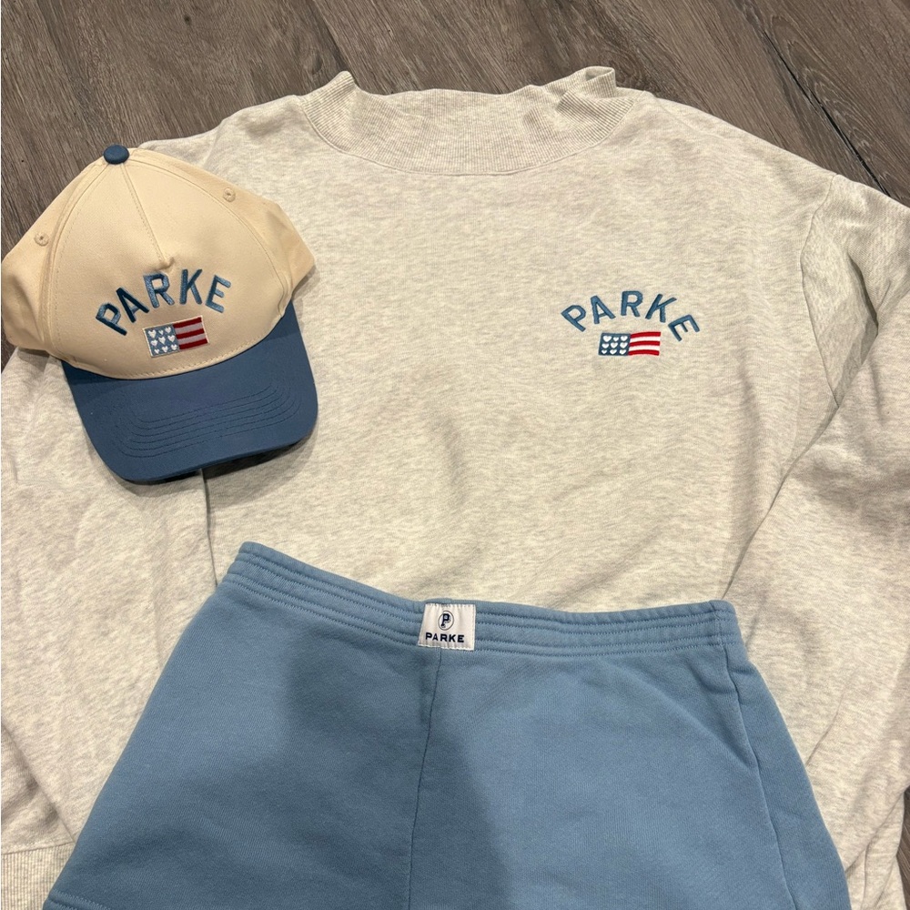 PARKE Women's Gray and Blue Sweatshirt and Shorts Set